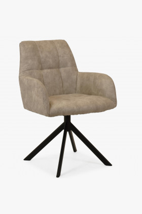 Sessel Nebolo grau Stoff drehbar mit schwarzen Metallfüßen